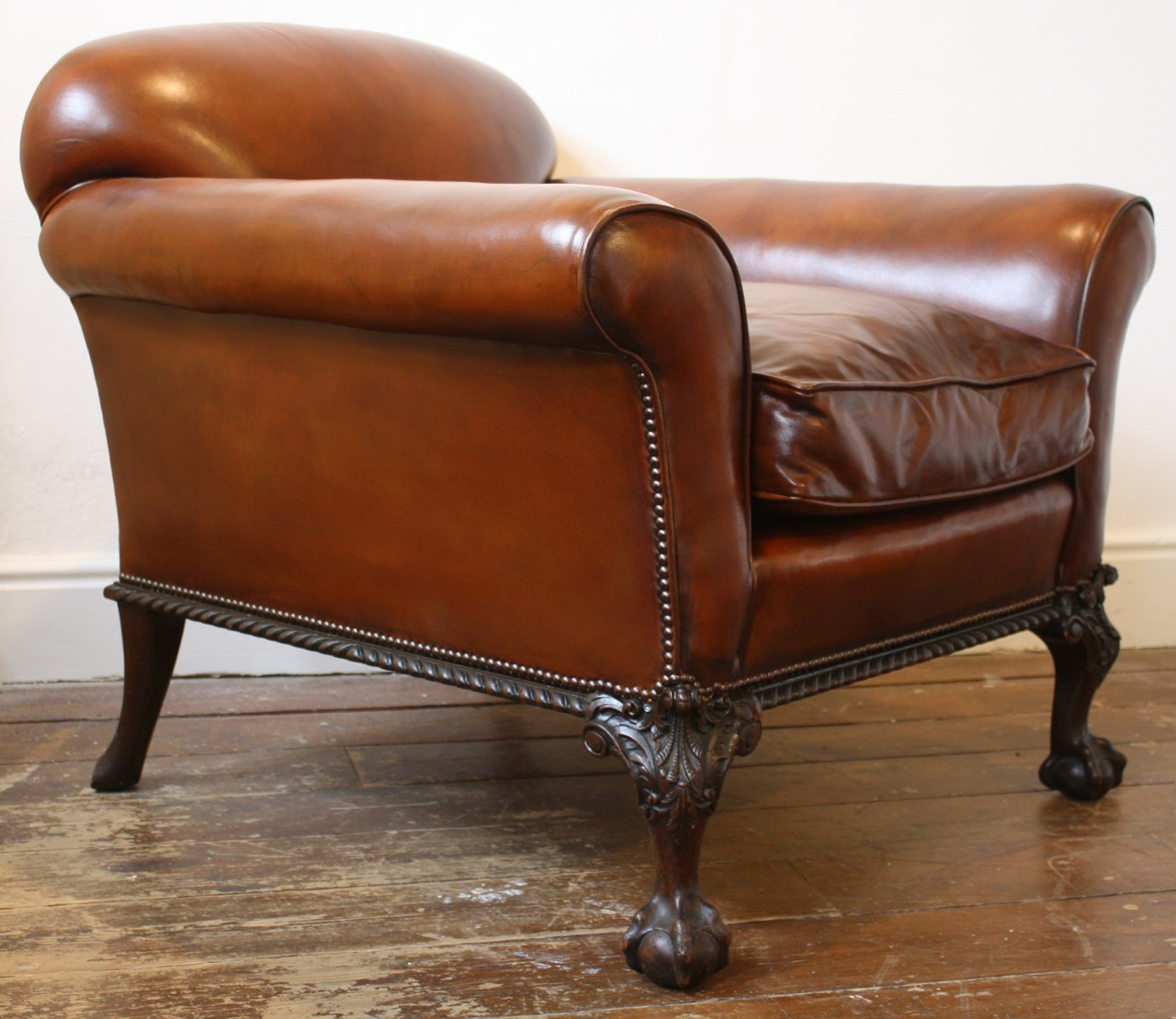 Leather Chairs of Bath, Claw & Ball Antique Armchair, Antique Leather